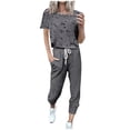 thumbnail image 2 of Azrian Womens' Comfortable Short Sleeved Sports Set Women's Fashionable Loose Fitting Short Sleeved Casual Sports Set, 2 of 5