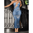 thumbnail image 1 of LovelyWholesale Women's Puff Sleeve Cut Out Ripped Bodycon Dress, 1 of 4