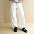 thumbnail image 2 of Womens Jeans Solid Color Straight Leg Denim Pants with Color Blocking Design Functional Pockets Casual Summer Seasons White L, 2 of 5
