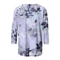 thumbnail image 4 of Patlollav Up to 65% off Womens Tops 3/4 Sleeve Shirts Round Neck Loose Casual Blouses Floral Print Tshirts, 4 of 6