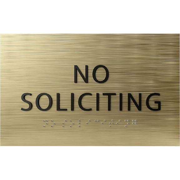 ADA CENTRAL SIGNS - 6" X4" No Soliciting Sign - ADA Compliant Tactile Graphics Grade 2 Braille Text| Wall Mount No Disturbance Plastic Sign for Home, School, Business, Restaurants, and Apartments