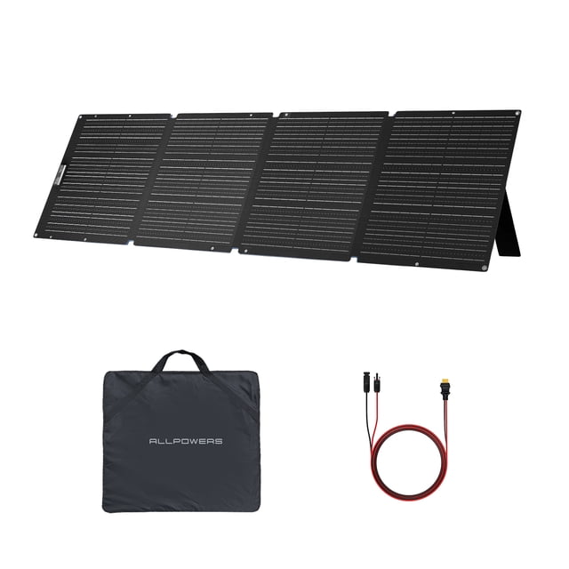 ALLPOWERS SOLAX SE200 200W Monocrystalline Portable Solar Panel, IP68 Waterproof, High-Efficiency for Power Stations, RVs, Camping, Off-Grid & Emergency Charging