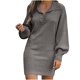 thumbnail image 1 of Vestidos Para Mujer Otoño Moda Casual Sólido Cuello Pico Manga Larga Vestido Suelto Otoño Blusa Pulóver Tops Odeerbi ODB146508, 1 of 8