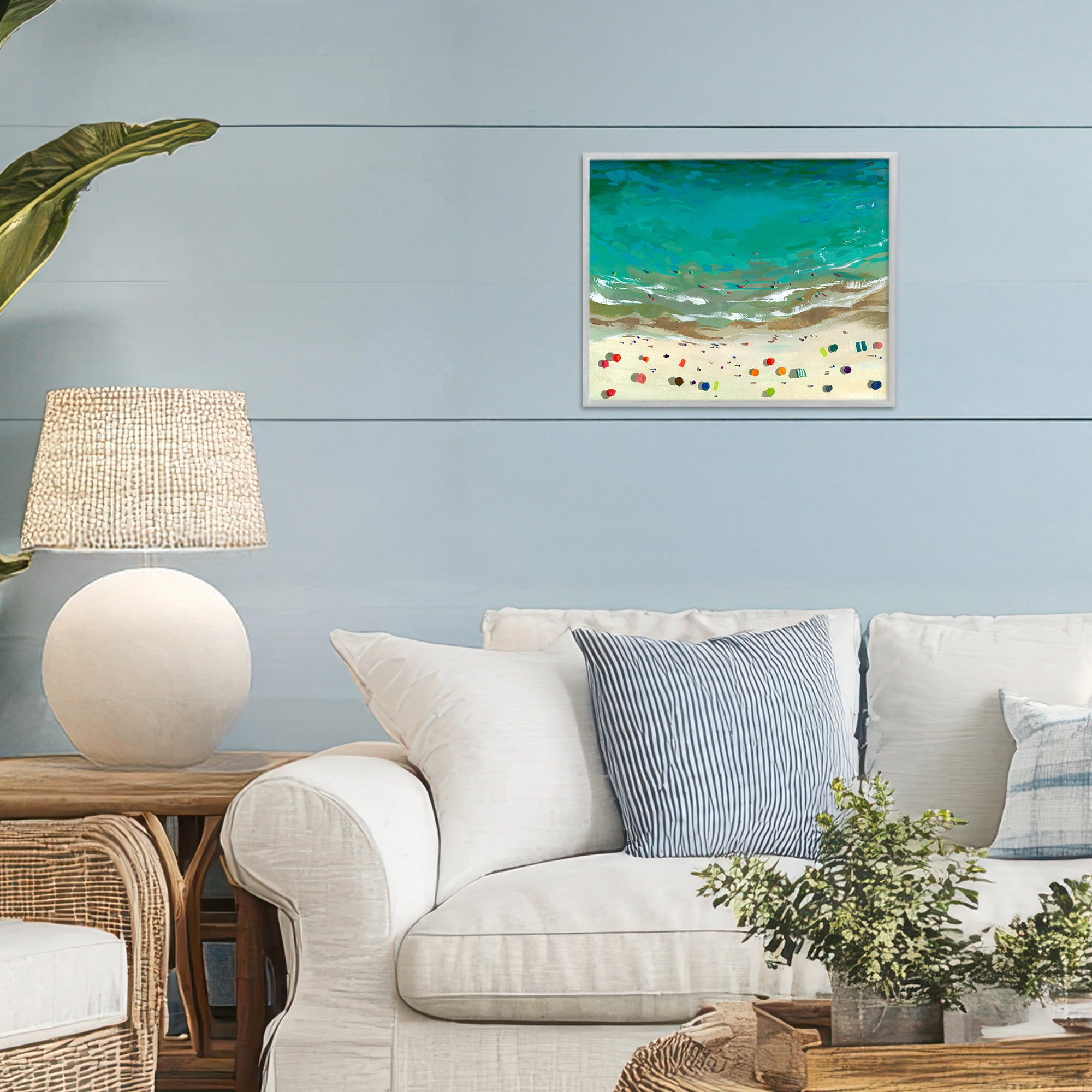 Stupell Industries Aerial Turquoise Shoreline Gray Framed Giclee Art, design by Brook Page