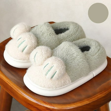 

CoCopeanut 2022 New Cute Cat Claw Fur Slippers Winter Plush Cotton Slippers Men s Women s Indoor Home Slippers Woman Non Slip Boot Slippers