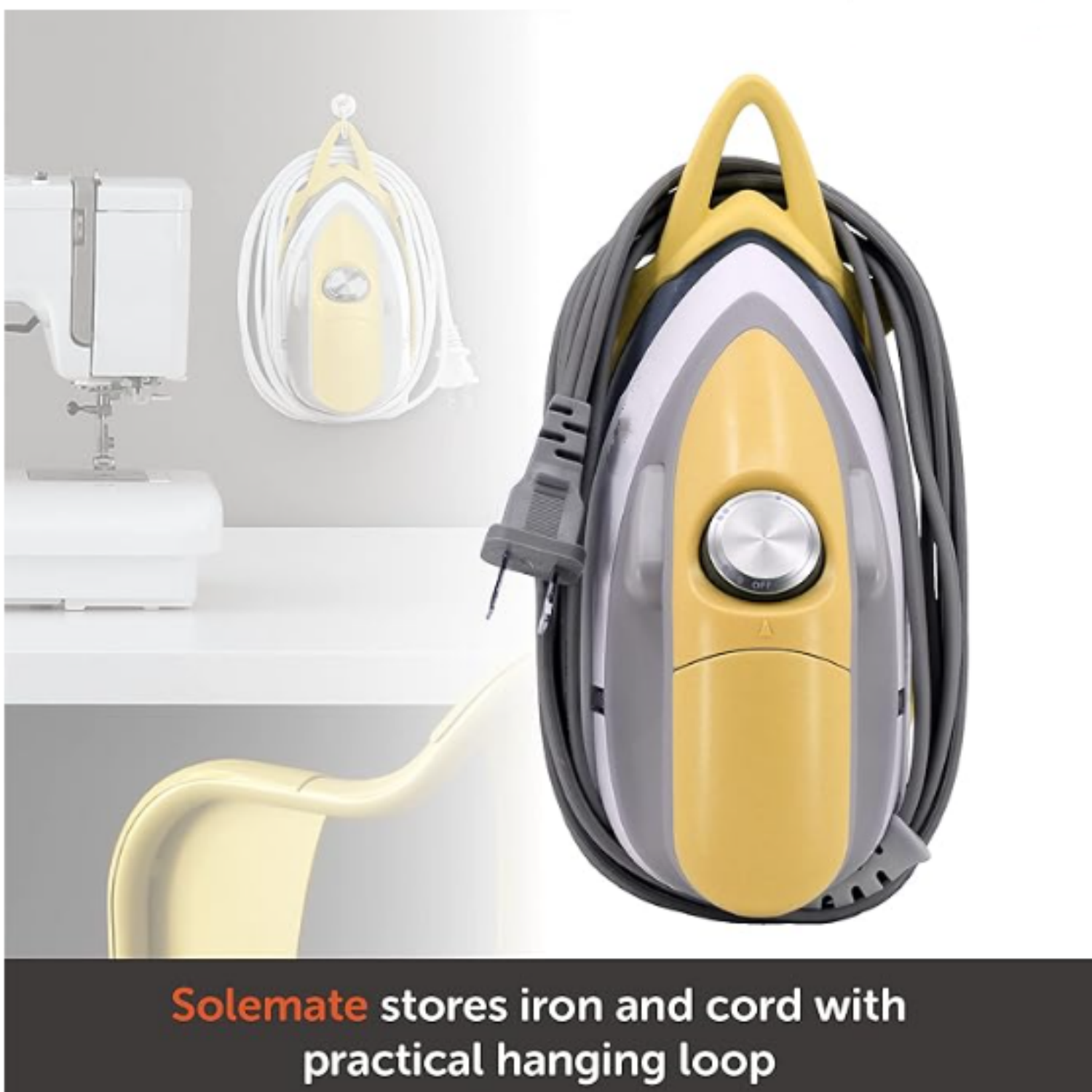 M2Pro Mini Steam Iron with Solemate® – 1000 Watt Dual Voltage Travel Iron for Sewing, Quilting, and Crafting – Ceramic Soleplate, Precision Tip – Butterscotch