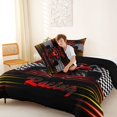 thumbnail image 4 of Manfei Race Car Full Size Comforter Sets,Classic Sports Print Bedding Comforter Set,Yellow Red,Black Reversible,3 Pieces,1 Comforter and 2 Pillowcases, 4 of 7