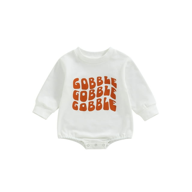 Faithtur Barboteuse de l'Action de Grâce pour Bébés Filles Garçons Imprimé Lettre Col Rond Manches Longues Combinaisons Automne Hiver Justaucorps Décontractés