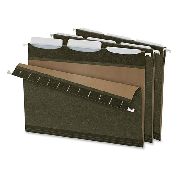 Hanging File Folders, Ready-Tab Reinforced - Letter Size, 3 Tab, Green - 25 Pack