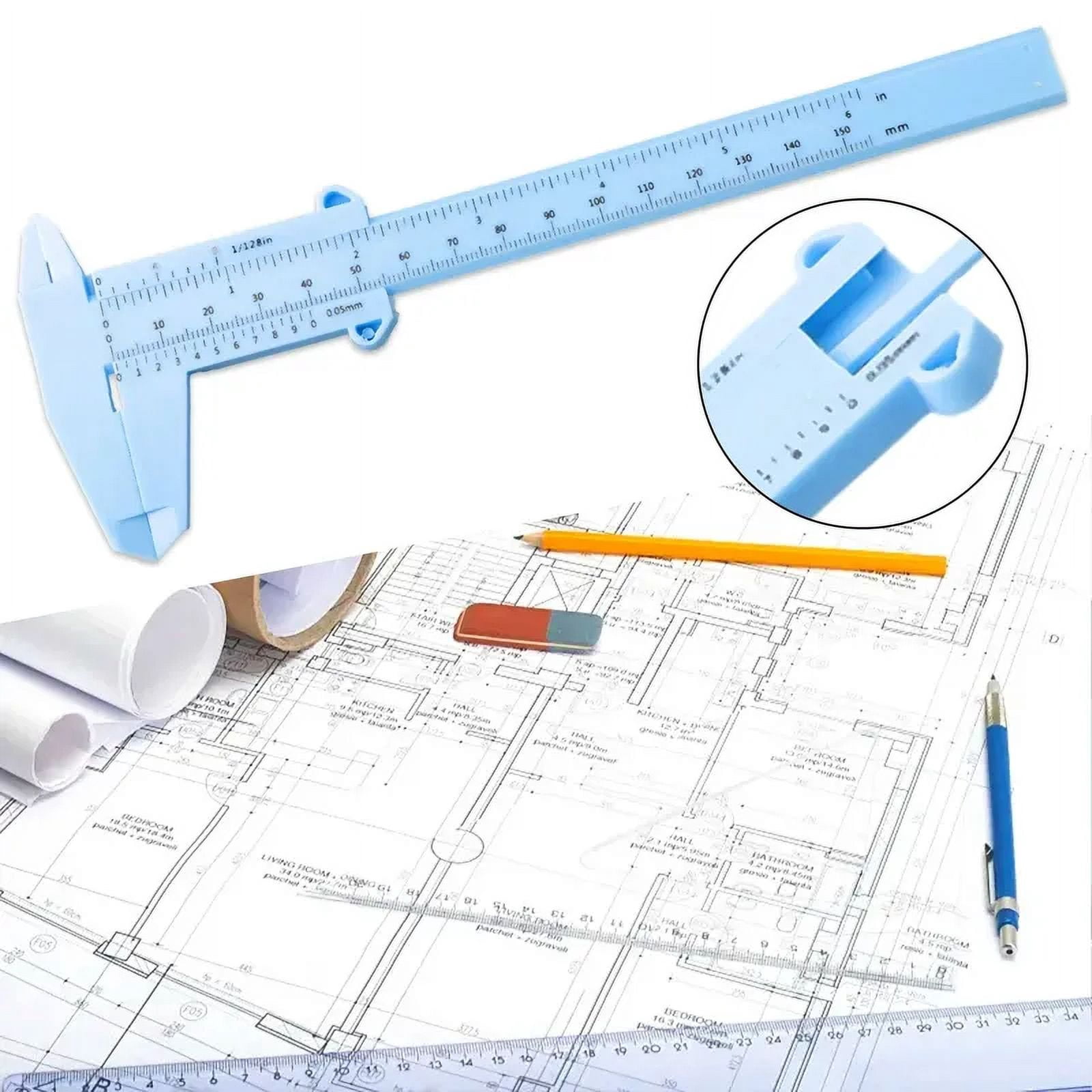 0-150mm Vernier Calipers Double Rule Scale Plastic Ruler For Jewelry Measurement School Student Measuring Tools Hand Tool