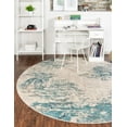 thumbnail image 5 of Unique Loom Vivid Collection Area Rug - Mumbai (3' 3" Round Blue/Ivory), 5 of 9