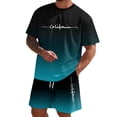 thumbnail image 6 of EliteGoogv Men Two Piece Set Gradient Letter Print Short Sleeve T Shirt And Shorts Outfit For Men Summer Casual Matching Set Wine 6XL, 6 of 9