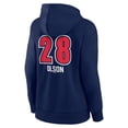 thumbnail image 3 of Women's Matt Olson Navy Atlanta Braves Fastball Player Name & Number Pullover Hoodie, 3 of 3