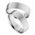 thumbnail image 2 of Pompeii3 14K White Gold His Hers Brushed Wedding Band Ring Set, 2 of 5