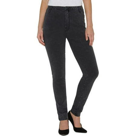 GEORGE - Women's High Waisted Black Acid Wash Jeans - Walmart.com ...