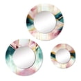 thumbnail image 2 of Designart "Geometric Pink and Green Geode I" Animals Round Mirror Set Of 3 - Modern Pink Hallway Round Mirror Wall Decor Set, 2 of 5