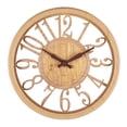 thumbnail image 1 of 12" European Clock Hollow Wood Pattern Large Arabic Numerals Silent Non Ticking Wall Clocks for Kitchen Farmhouse Bedroom ,, 1 of 6