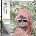 thumbnail image 3 of Cortina de ducha Trendy Cat con diseño de toalla y gafas de sol, 3 of 3