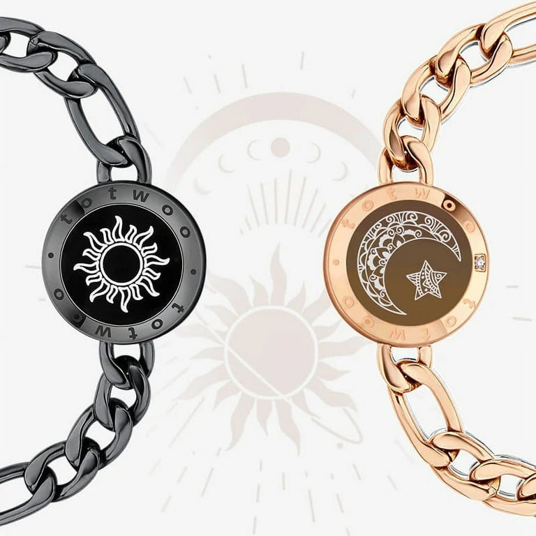 TOTWOO Touch Bracelets for Couples, Vibration & Light up for Love Couples  Long Distance Relationship Gifts for Girlfriend Bluetooth Pairing Jewelry