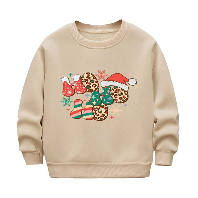 djtdsds Chandails en Molleton pour Adolescentes Enfants Automne et Hiver Manches Longues et Imprimé de Noël Décontracté Épais Chaud Col Rond Chandail à Capuchon pour Garçons et Filles Chandails en Molleton Mignons Taille : 3-4 Ans