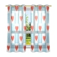 thumbnail image 6 of Yayeee Window Curtains Light Filtering 63"x42" Grommet Panel Pair Home Living Room Decor, Light Blue Checkered Heart, 6 of 7