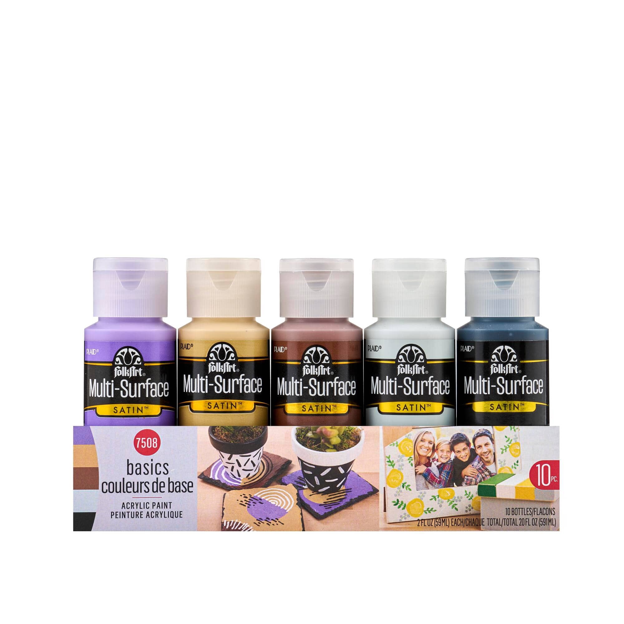 FolkArt Basics Multi-Surface Acrylic Paint Set, 6 Packs: 10 ct. (60 total)
