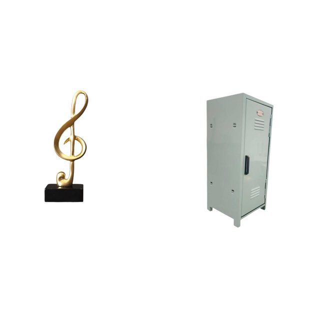 Lipstore Sculpture de Note de Musique Bac de Rangement pour Figurines de Bureau Mini Armoire en Résine Métal Organisateur avec Compartiments Verrouillables Adapté pour Étagère de Bureau à Domicile