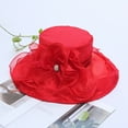 thumbnail image 2 of Women Floral Organza Tea Party Hat Ladies Flat Brim Bridal Shower Hat Church Hat Fascinator, 2 of 3
