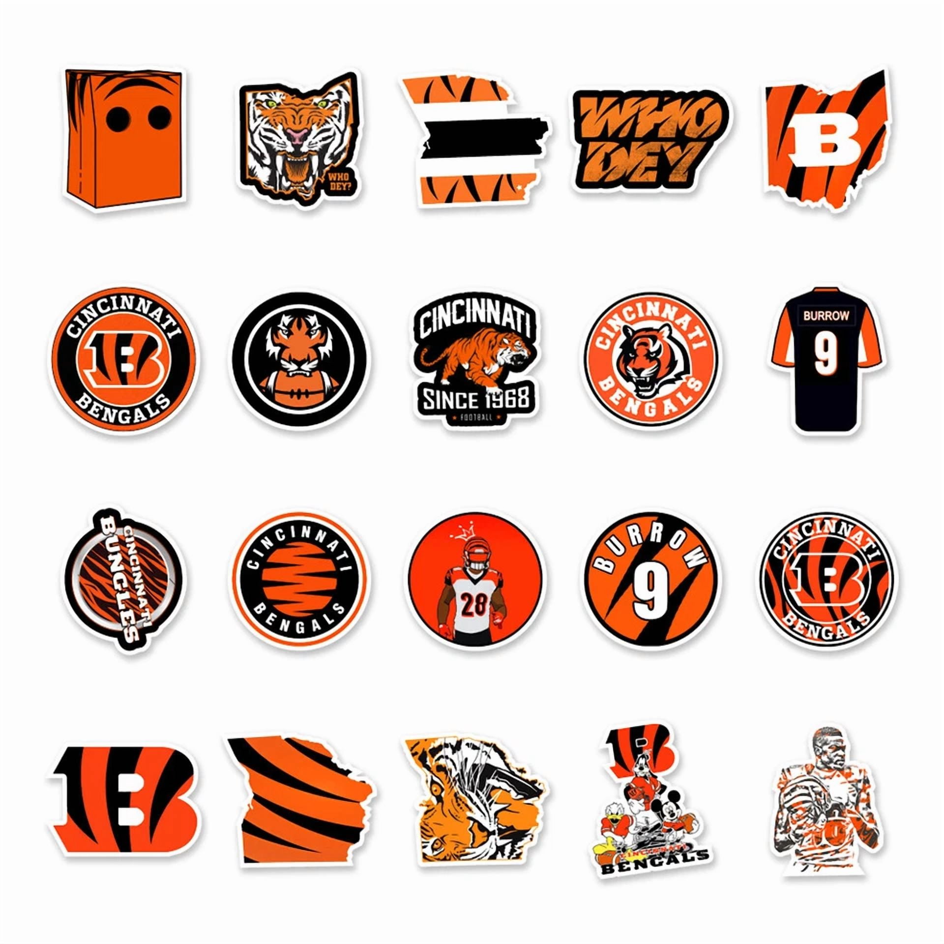 BUTTERFLY- 50Pcs Waterproof Vinyl Stickers Cincinnati Bengals Nfl Football Phone Luggage