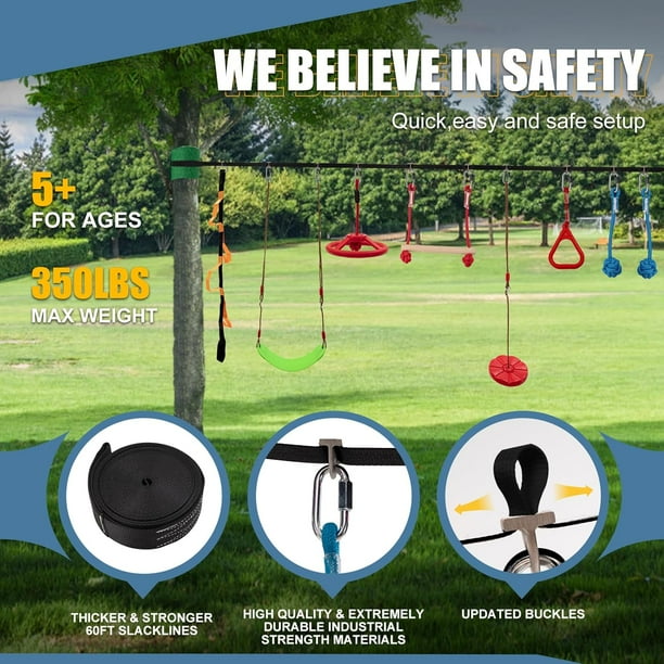 Ninja Warrior Obstacle Course for Kids Outside 60FT Ninja