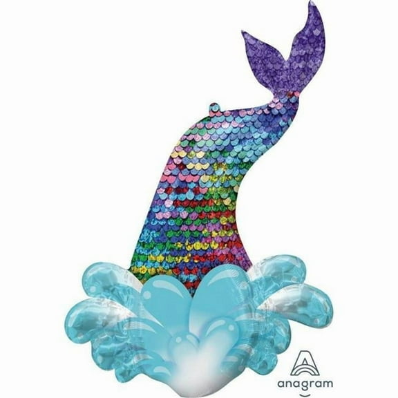 Mayflower Distributing 641907 39 in. Mermaid Sequin Tail Foil Balloon