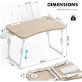 thumbnail image 3 of Foldable Laptop Desk,Height Adjustable,with USB/Storage Drawer/Cup Holder/Tablet Stand/Book Shelf for Reading,Writing,Eating,Watching,Glacier, 3 of 8