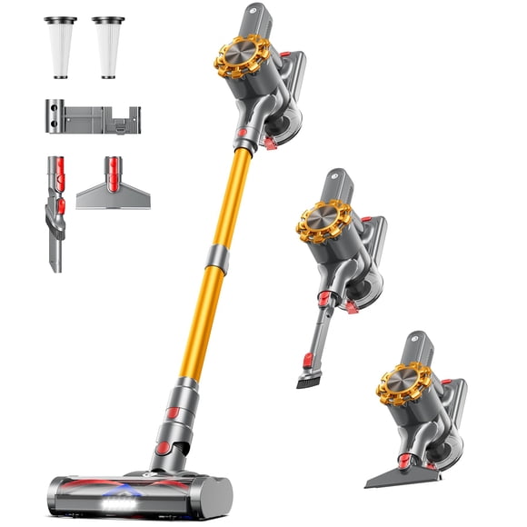 CHEBIO Cordless Vacuum Cleaner, 500W/45Kpa Vacuum Cleaners for Home with LED Display, 8 in 1 Lightweight Stick Vacuum with 60Min Runtime, Anti-tangle