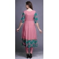 thumbnail image 4 of Bimba Teal Green Floral Leaves & Pink Flower Printed Anarkali Dress Long Maxi Dress Indian Kurtis For Women Ethnic Kurti X-Large, 4 of 5