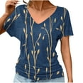 thumbnail image 2 of Aloohaidyvio Blouses for Women Casual Womens Short Sleeve V Neck Shirts UPF 50+ Summer Tops Loose Casual Cotton T-Shirts, 2 of 6