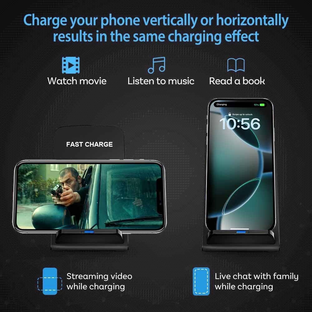 panningbo 20W Fast Wireless Charger Stand for iPhone 17 16 15 14 13 12 11, Samsung Galaxy S25 S24 S23 Note 20, Pixel 8 7, Qi Certified Phone Charger with Adapter