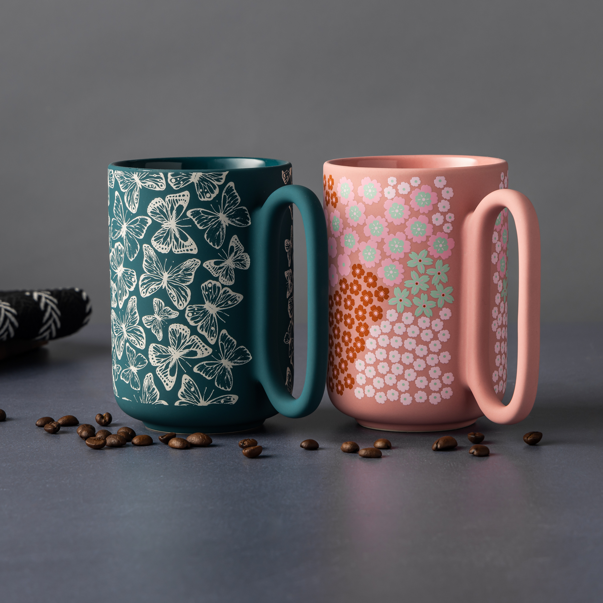 Thyme & Table Butterflies & Flowers Stoneware Mugs, 4-Pack photo 5