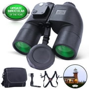 LAKWAR 10x50 Binoculars for Adults,IPX7 Waterproof FogpPorro Marine Binoculars with Rangefinder Compass Porro BAK4 Prism FMC Lens Carrying Strap for Navigation Hunting,Bird Watching,Marine