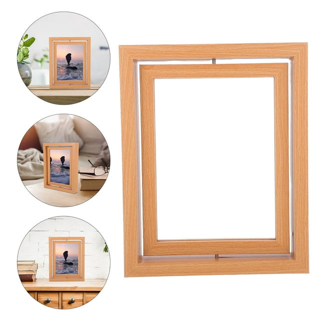 GOOHOCHY floating picture display Rotating Photo Frame Multi Wood Double-sided Display for Adults 1Pcs