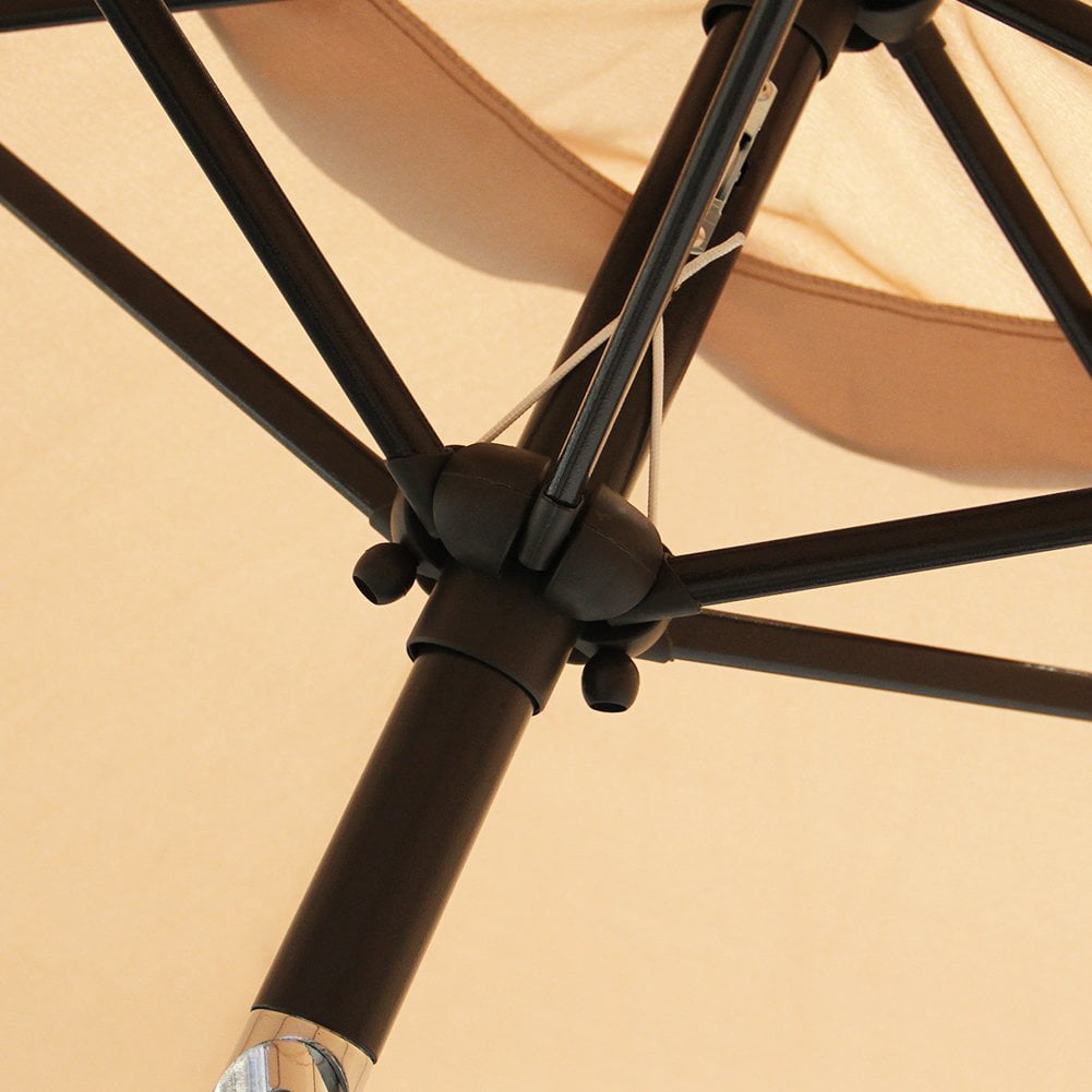 Blissun 7 5 Ft Patio Umbrella Yard Umbrella Push Button Tilt Crank Tan Walmart Com Walmart Com