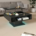 thumbnail image 4 of Black LED Lift Top Coffee Table: Square Wood Center Table with Hidden Storage for Living Room, Modern Design for Dining & Reception Areas, 4 of 9
