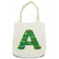 thumbnail image 1 of Christmas Alphabet Tote Bag, Holiday Theme A Letter Motif Typography Pattern on Plain Backdrop, Cloth Linen Reusable Bag for Shopping Books Beach and More, 16.5" X 14", Cream, by Ambesonne, 1 of 2