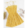 thumbnail image 4 of ZAFUL for Women's Daily Cami Tiny Floral Mini Dress Sun Yellow L, 4 of 5