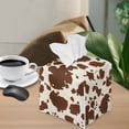 thumbnail image 3 of Renewold Modern PU Leather Square Holder Brown Cow Print Napkin Dispenser for Kitchen Bedroom Office Parlor Bathroom Decro Rustic Farmhouse Tissue Holder, 3 of 4