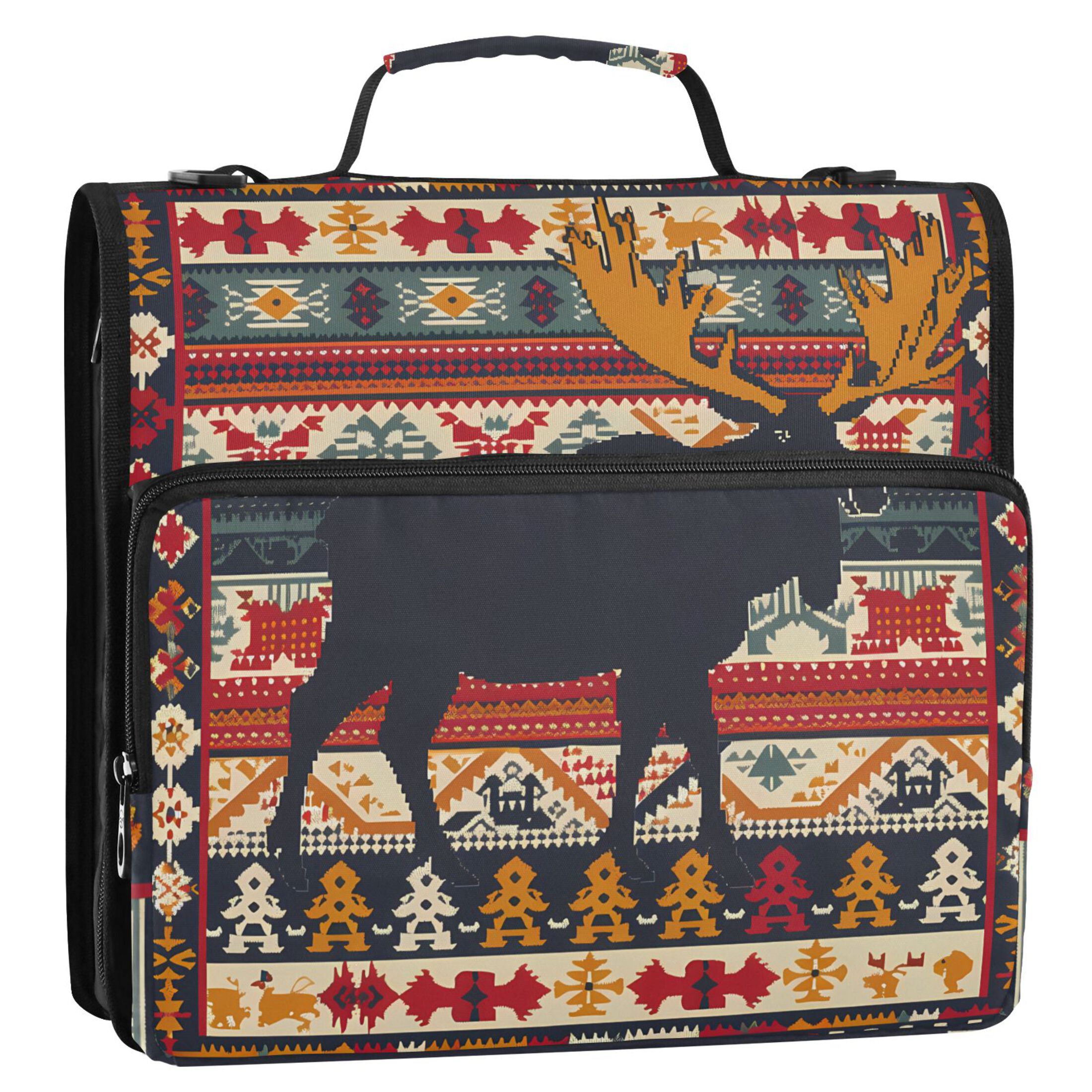 3 Ring Zipper Binder with Shoulder Strap Waterproof Trapper Keeper 2 Inch D-Ring 500 Sheets Capacity Moose Silhouette