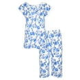 thumbnail image 3 of JEFFRICO Pajamas For Women Capri Set Sleepwear Soft Pajamas Short Sleeve Pajama Sleepshirt With Capri Pants, 3 of 7