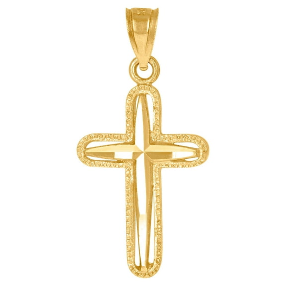 10k Yellow Gold Womens Mens Unisex Cross Religious Charm Pendant 30.4x15.30mm Wide Necklace for Men