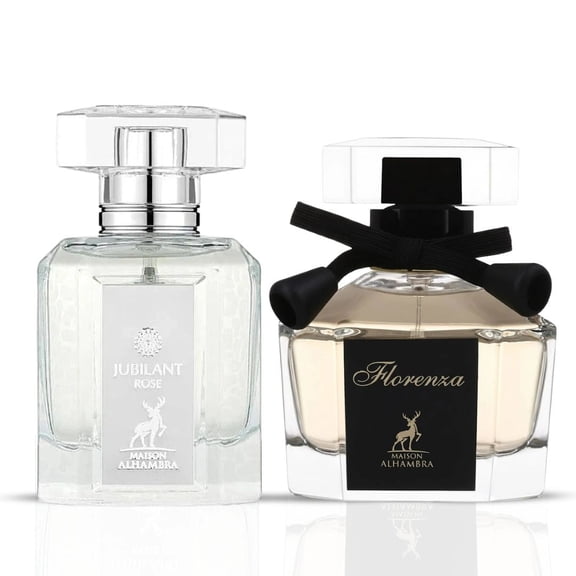 Jubilant Rose & Florenza Eau de Parfum Spray 100ml (3.4 oz) by Maison Alhambra (Bundle)