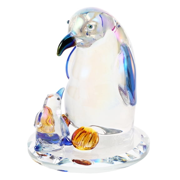 WRISTBIQUE Blue Crystal Penguin Figurine Handcut Glass Ornament Shelf Decor