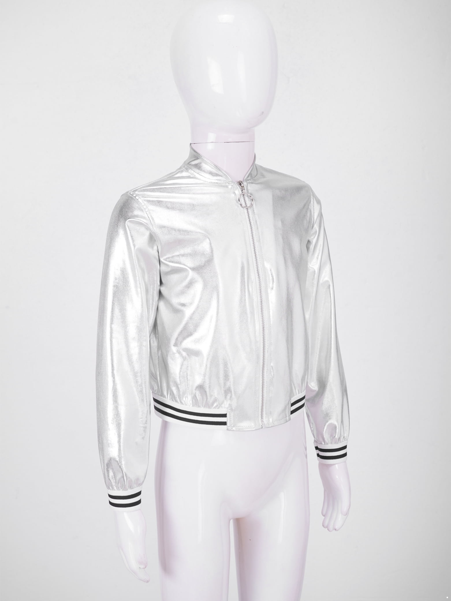 Linjinx Girls Boys Sequined Metallic Bomber Jacket Zip Up Coat